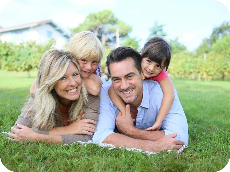 family outside enjoying a mosquito free lawn