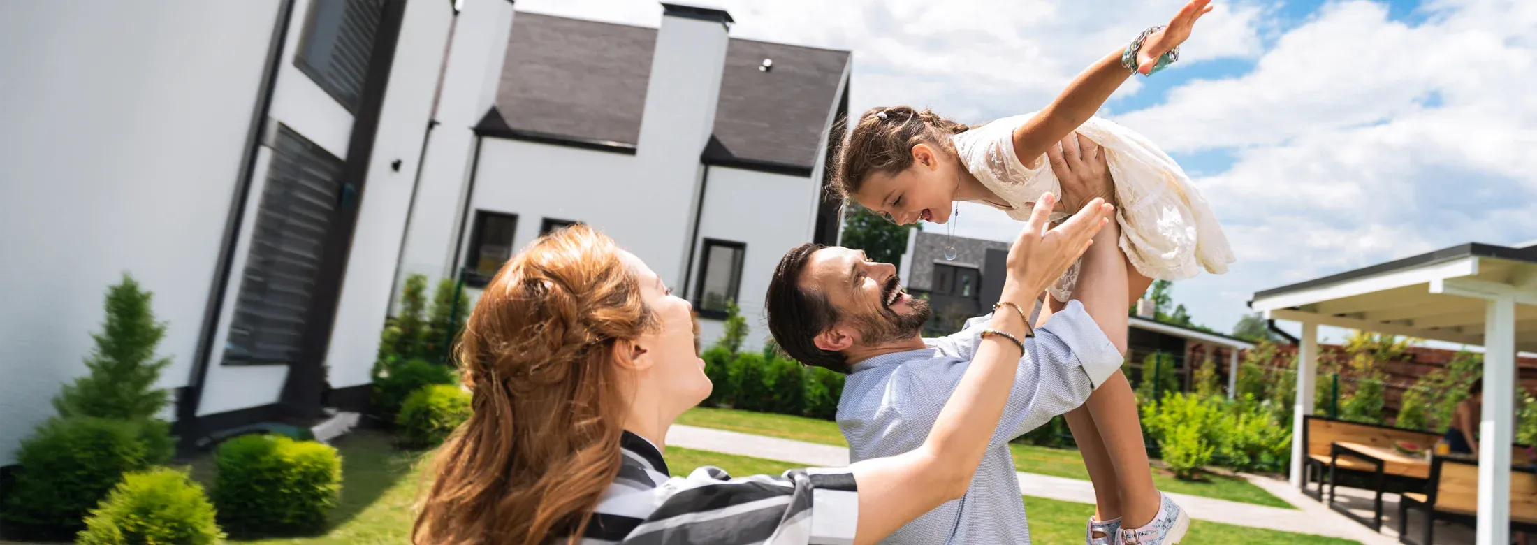 family playing outside
