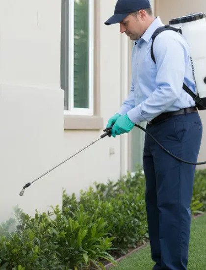technician spraying house