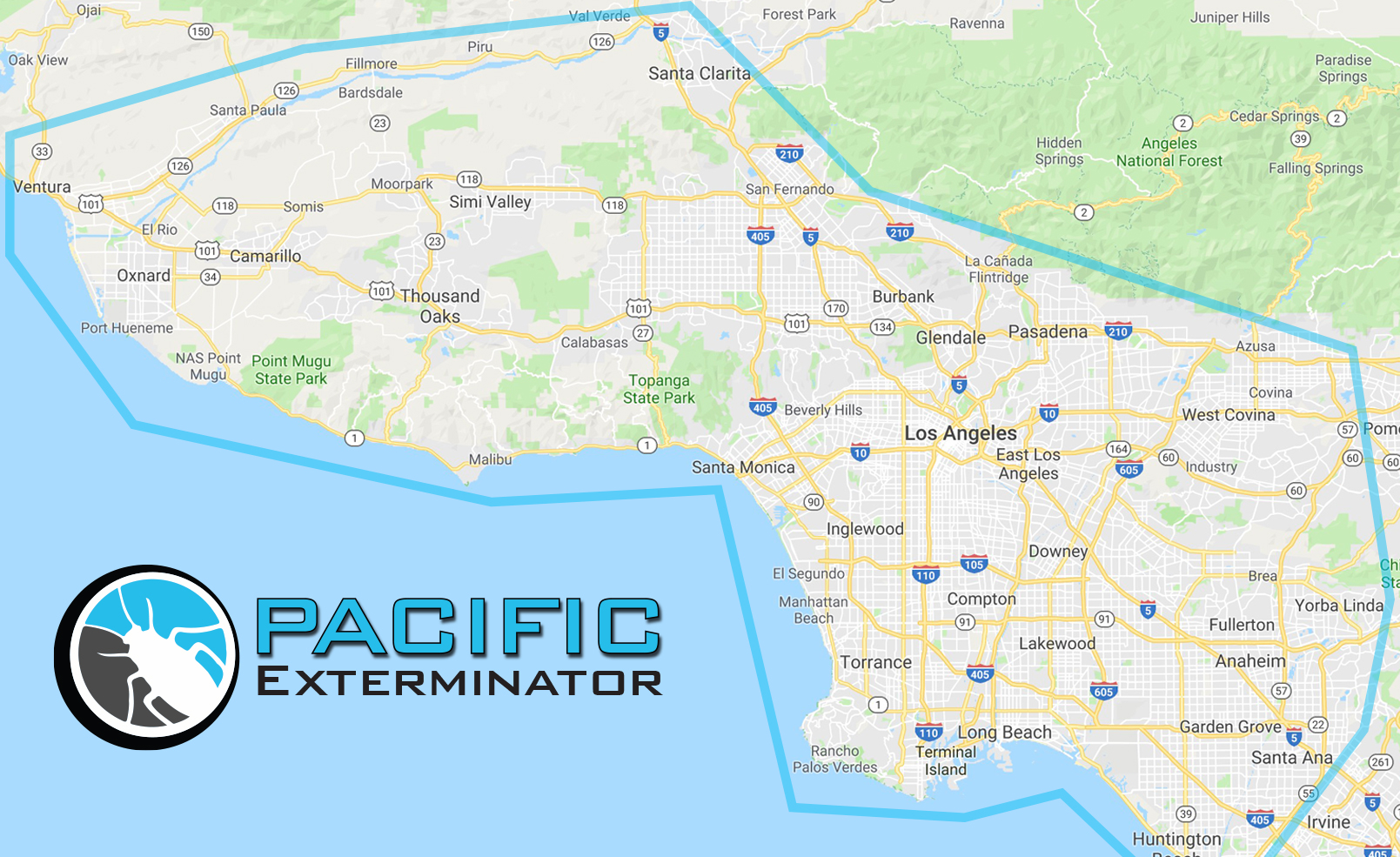Pacific Exterminator service area map